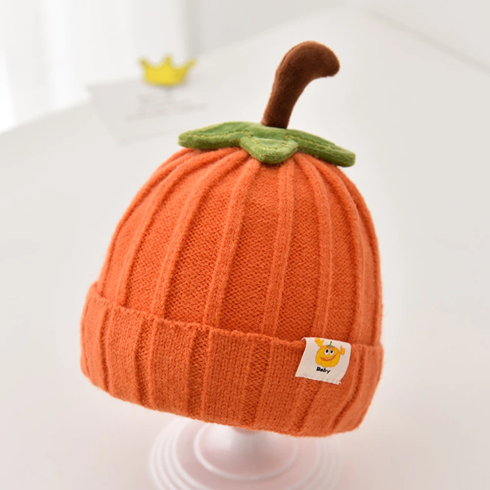 1-3Years Baby Hats for Halloween Toddler Bbay Boys Girls Pumpkin Hat Winter Thick Knitted Beanie Hat for Infant Kids Cute Caps