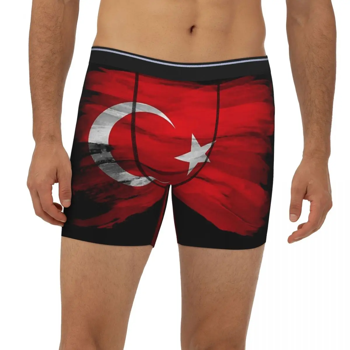 

The Republic Of Turkey Flag Long Boxer Underpants Short Men Panties Comfortable Underwear for Homme Man Boyfriend Gifts