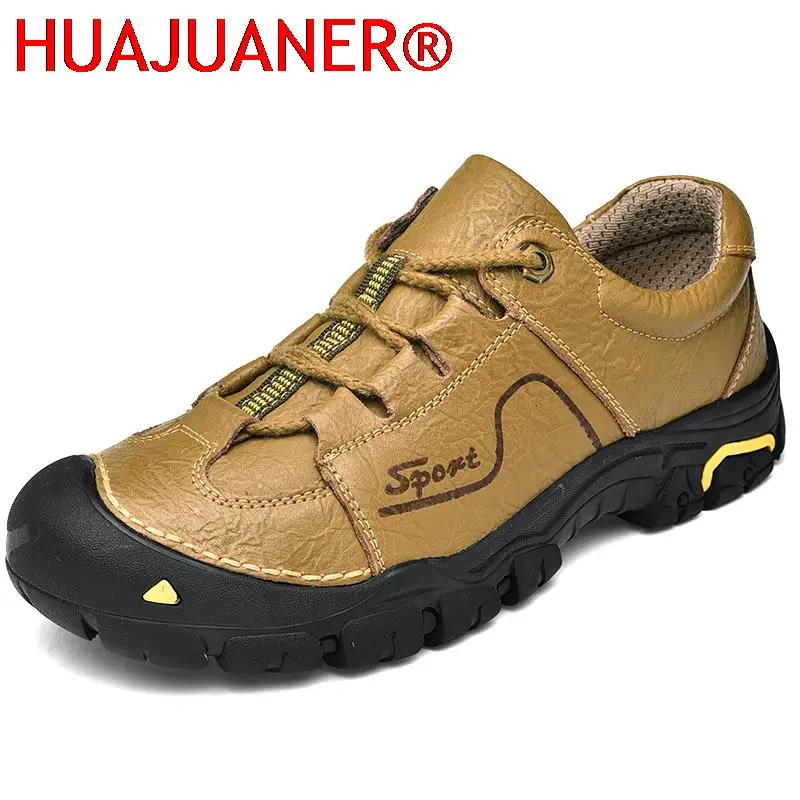 

New Mens Genuine Leather Shoes High Quality Male Hiking Shoes Handmade Non-Slip Lace-Up Men's Footwear Comfortable Outdoor Shoes