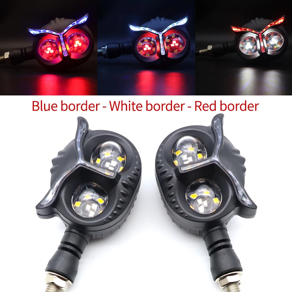 2PCS Owl Style Motorcycle Headlight Turn Signals Light 12V Dual Color Motorcycle Driving Light Headlight Moto Front/Rear Light