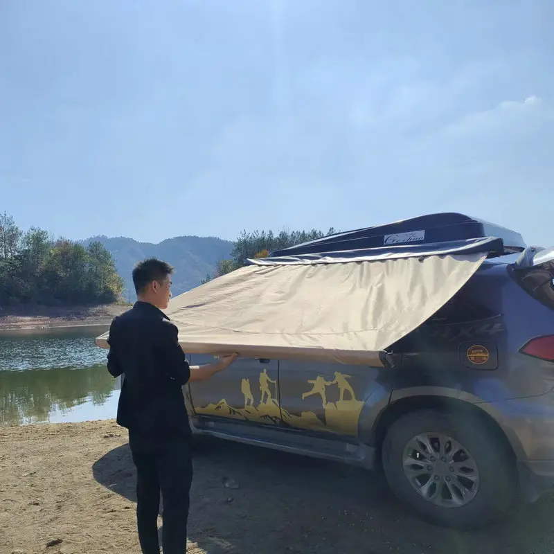 Aluminum Alloy SUV Rooftop Tent Oxford Waterproof Portable Four-season Quick Automatic Opening Black Canopy One Bedroom