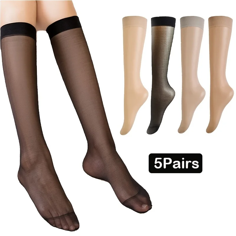 5 pairs of medium stockings women's summer ultra-thin sexy half-cut stockings but not knee calf socks