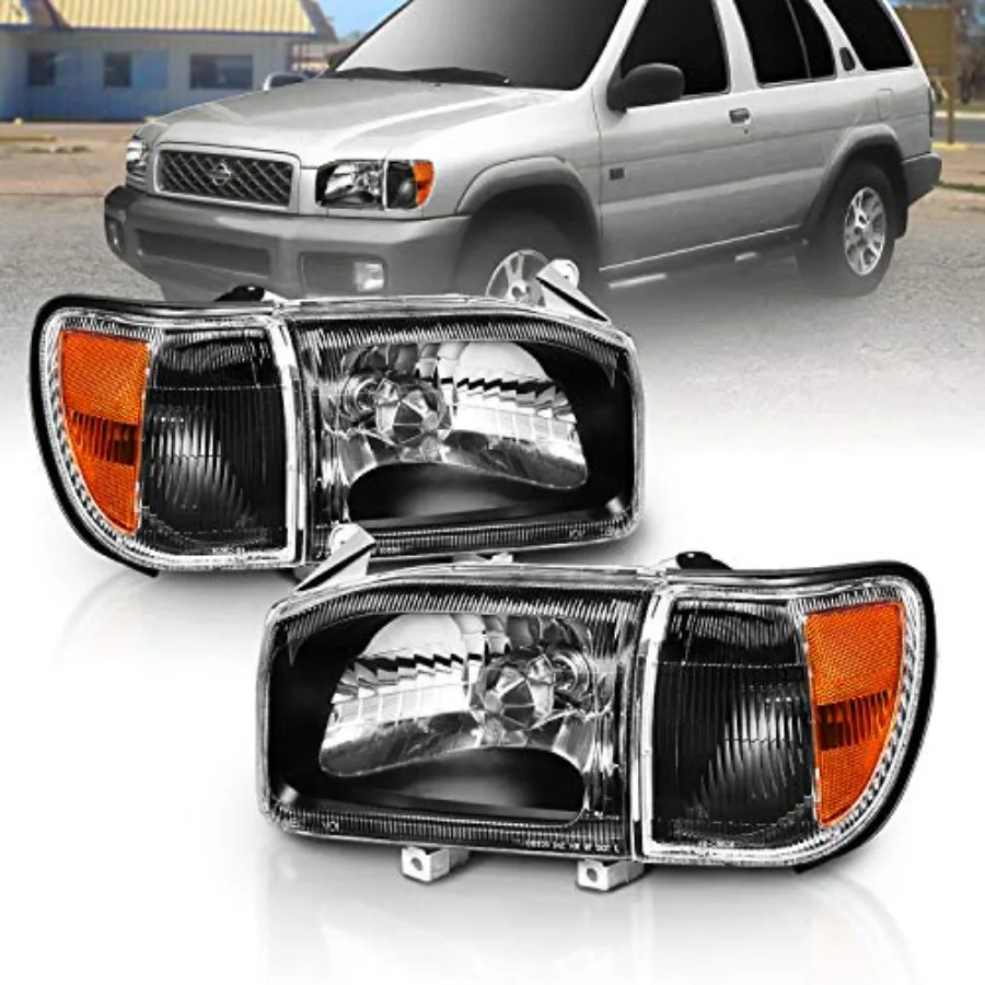 

Black Replacement Headlights Corner Sets for 1999-2004 Nissan Pathfinder R50 Passenger and Driver Side