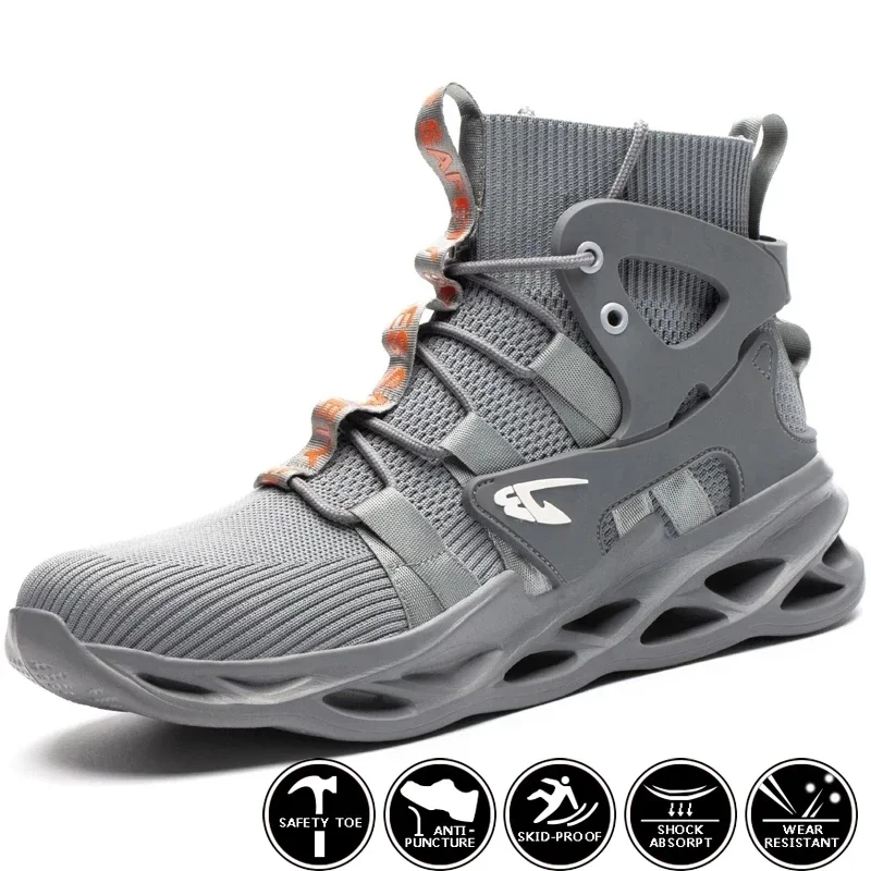 

CHNMR Fashion Steel Toe Cap Breathable Sneaker For Work Men Safety Shoes Anti Smashing Anti Puncture Security Work Boots