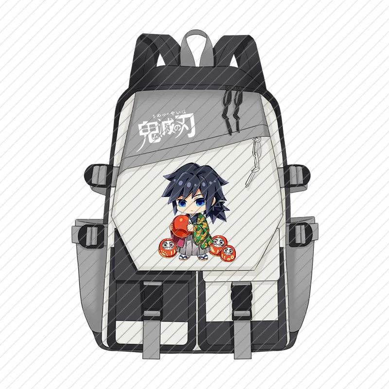 

Demon Slayer Print Color Blocking Backpack Teenarges Schoolbag Tomioka Giyuu Girls Boys Fashion Laptop Travel Shoulder Mochila