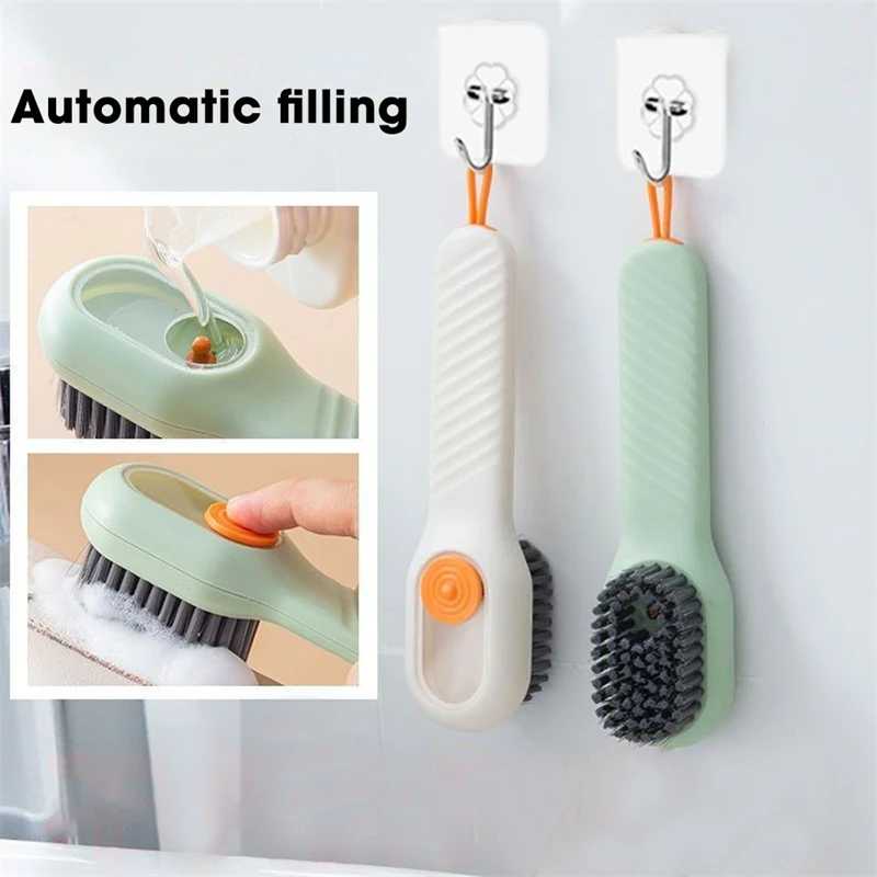 Shoe Brushes Kit Soap Dispenser Long Handle Multifunctional Plastic Shoes Laundry Scrub Brushes Liquid Shoe Cleaning Brush