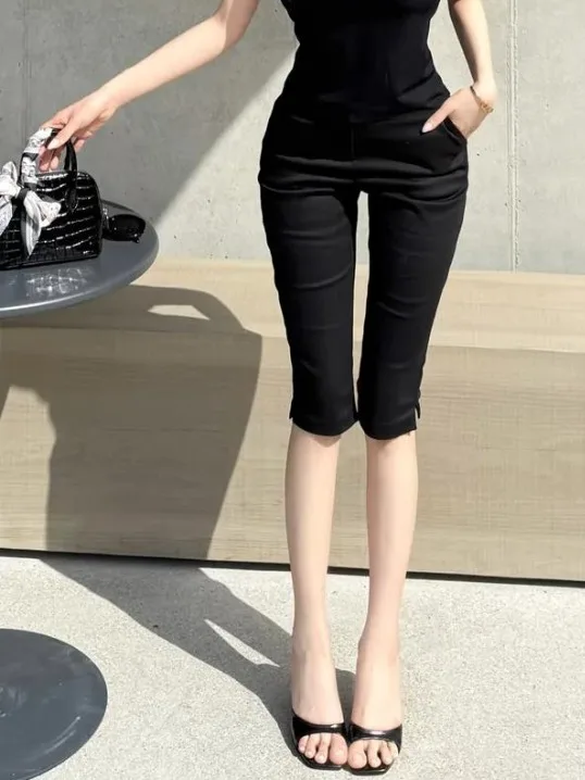

Sexy Slimming High Waist Split Ankle Length Jeans Butt Enhancing Comfortable Fit High Stretch Cotton Polyester Blend Summer J...