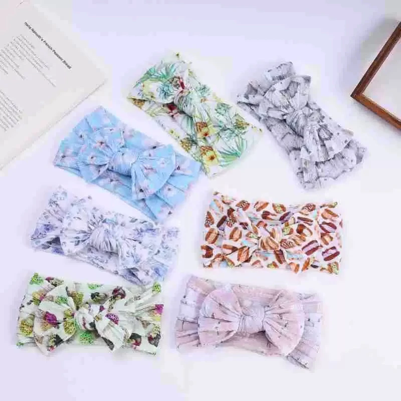 

Newborn Baby Headband for Girls Elastic Soft Children Colorful Print Turban Baby Nylon Hair Band Girls Hair Accessories Headwear