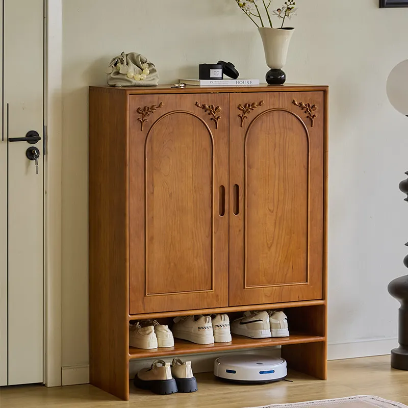 Nordic Luxury Shoe Cabinet Wooden Cupboard Storage Organizer Living Room Shoe Shelf Vertical Modern Zapatero Salon Furniture