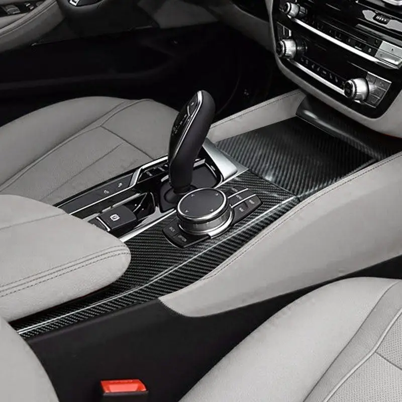 

Для BMW 5 серии G30 2018-2022 LHD ABS из углеродного волокна, внутренняя центральная консоль автомобиля, панель переключения передач, мультимедийная ручка, накладка на рамку