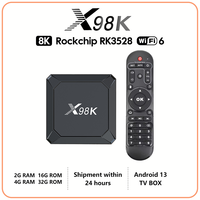 Originl X98K TV Box Android 13 WIFI6 Support 4K 8K 3D BT HDR10+ 5G Dua WIFI RK3528 4G 32G Google Voice Media Player Smart TV Box