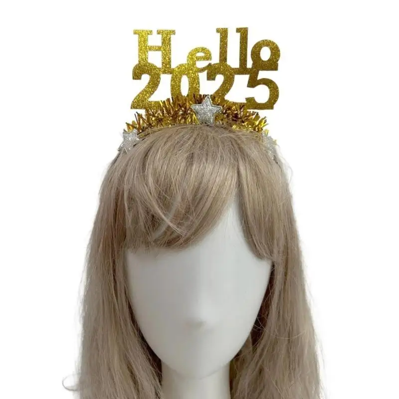 652F Diadema para cabeza Año Nuevo, disfraces fiesta fotográfica, Cosplay, purpurina oropel