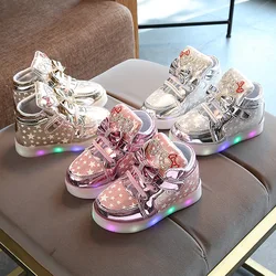 Spring and autumn new breathable Velcro flash light children glow-in-the-dark casual boys and girls shoes children's board shoes