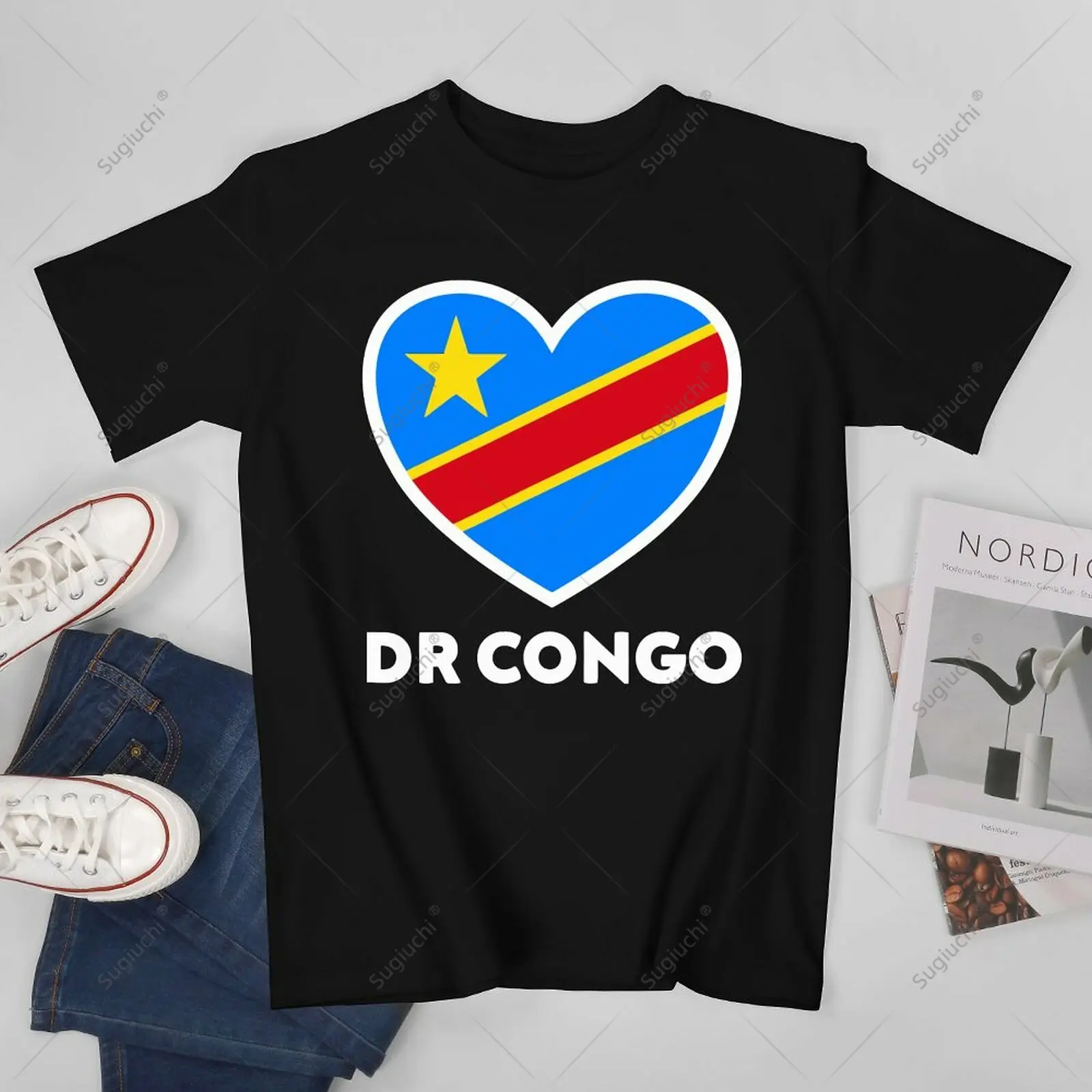 Unisex Men DR Democratic Republic of Congo Heart-Shaped Tshirt Tees T Shirts Women Boys 100% Cotton T-Shirt