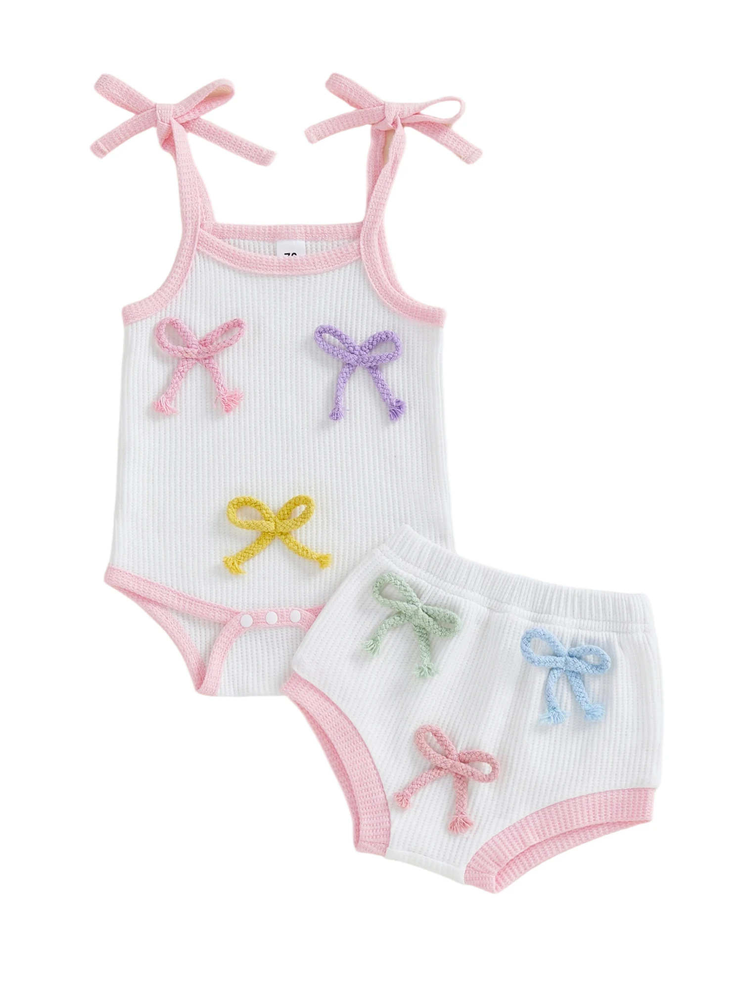 

Toddler Girls Floral Print Sleeveless Romper with Ruffle Shorts and Matching Headband Set Summer Outfit for Infants