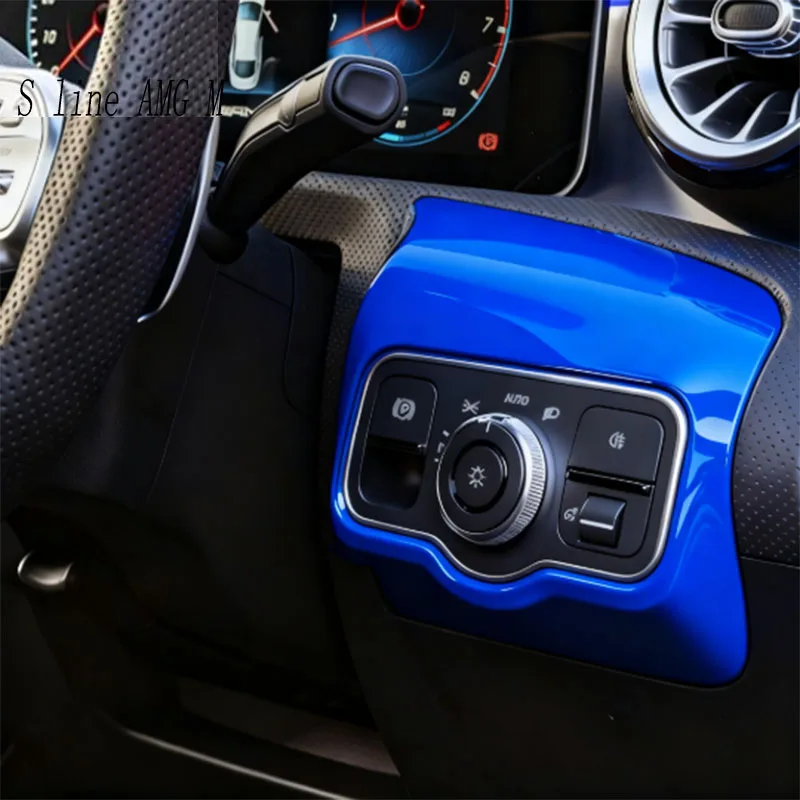 For Mercedes Benz A Class W177 For AMG ClA C118 RHD Car Headlight Switch Frame Cove Gear Shift Water cup Multimedia sticker Trim