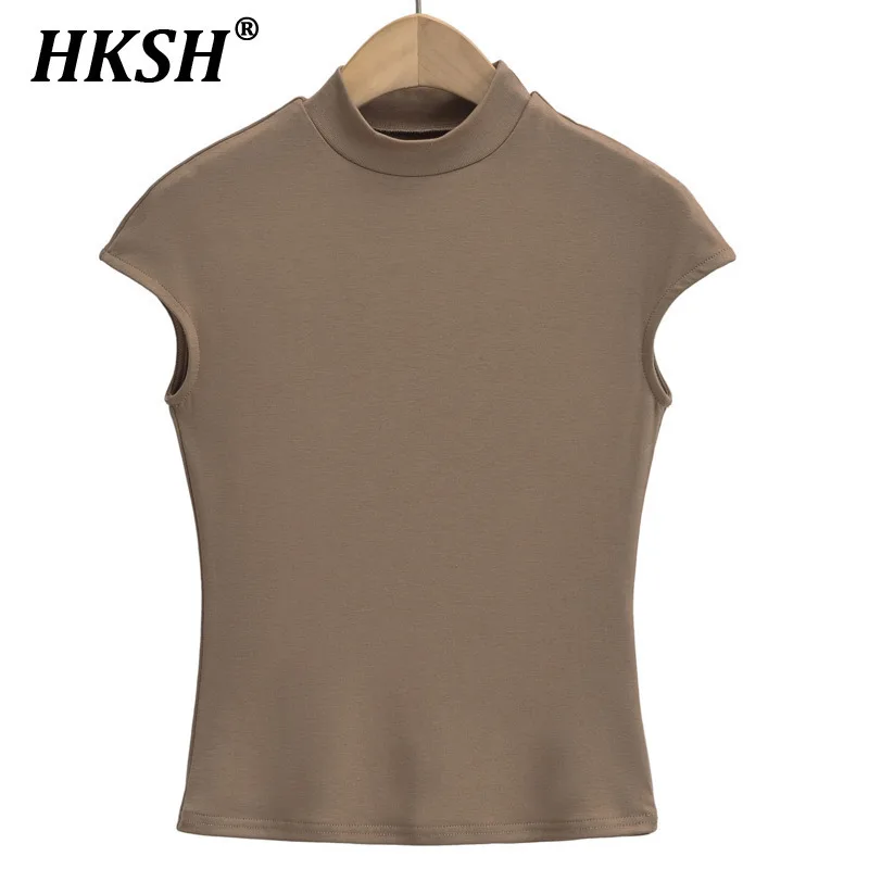 

HKSH Новая летняя женская футболка Tide Chic High Street Temperament, элегантная модная водолазка, тонкая футболка с рукавами, уличная одежда HK5205