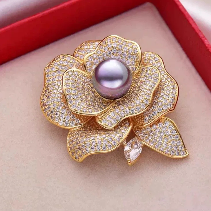 Trendy New Flowers Women Broocht Elegant Crystal Pearl Pins Fashion Female Party Coat Dress Scarf Accessories Yetwelry Gift