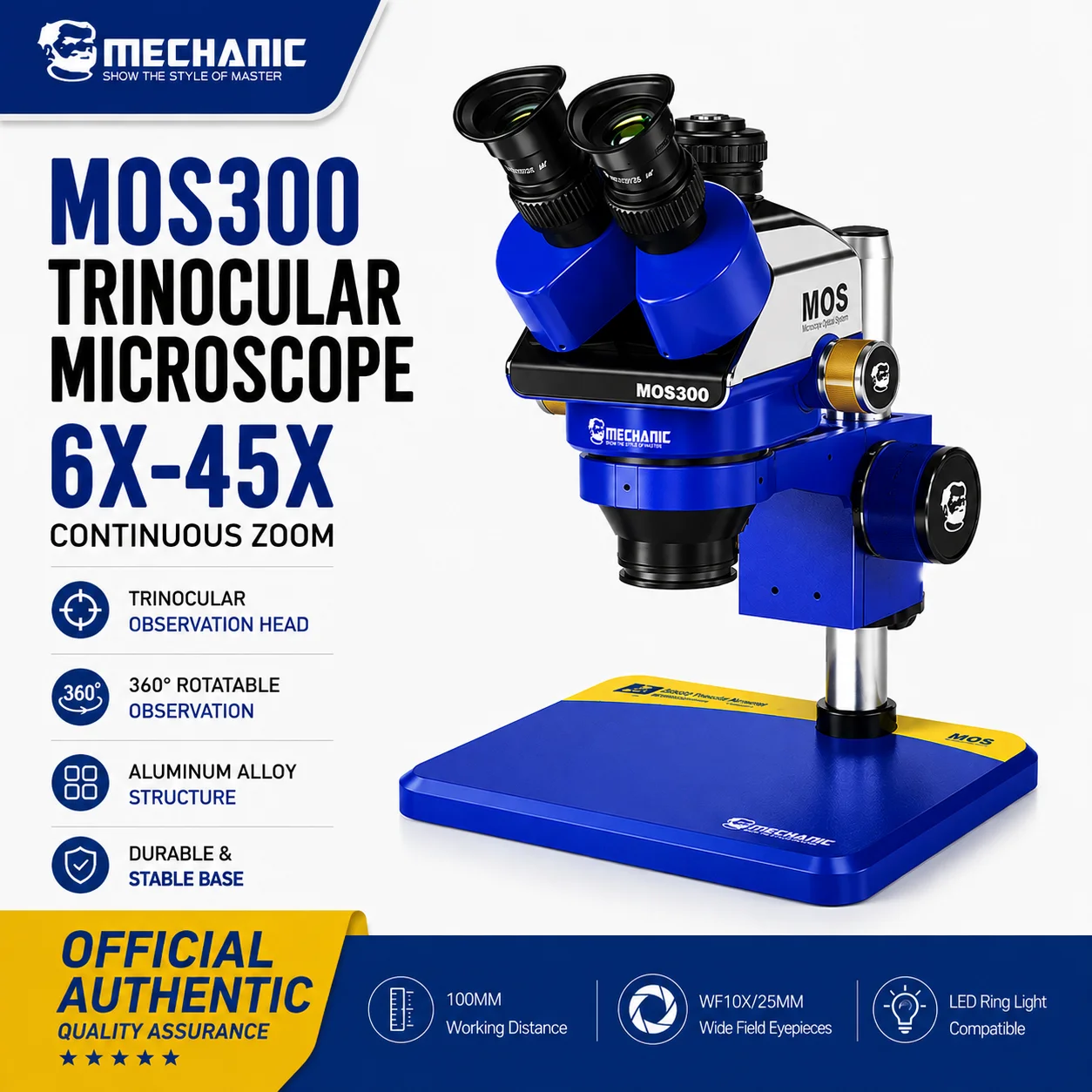 Stereo Trinocular Microscope Pcb - 【MECHANIC】MOS300-B11 Trinoculaire stereomicroscoop Metalen behuizing 6-45X