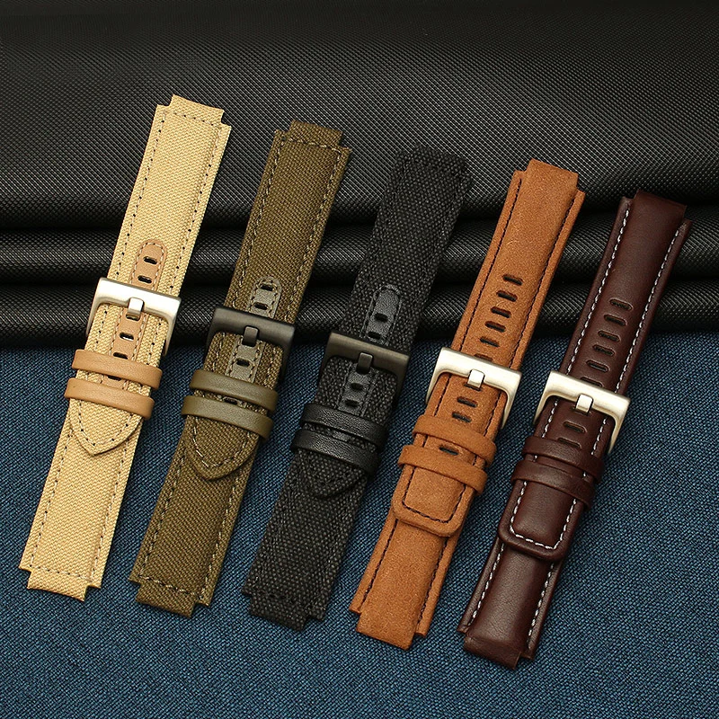 Matte Leather watchband for TIMEX tidal compass IQ series T2N720 T2N721 T2N739 Nylon Canvas watch strap 24 * 16MM bracelet