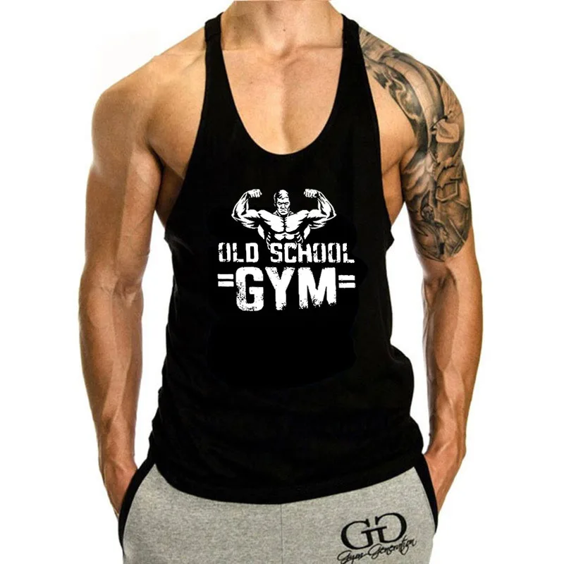 Men Cotton Fitness Tank Top Summer Loose Y‑back Athletic Sleeveless T‑shirt Breathable Sport Vest for Jogging Gym Training