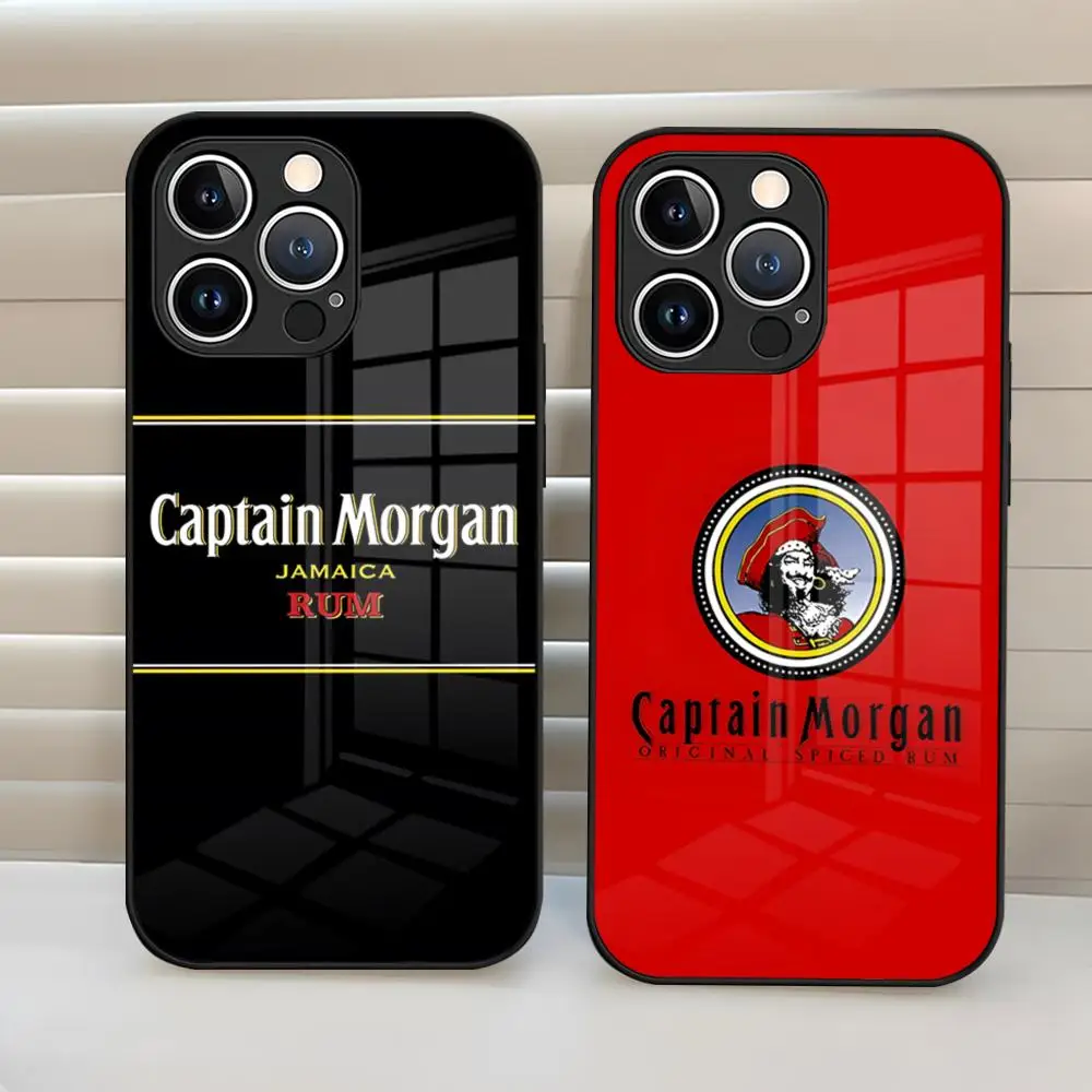 Funda de Lujo para Teléfono con Diseño de Ron C_Captain Morgan, Cubierta de Vidrio para iPhone 17 15 Pro Max 14 Pro 16 12 11 13 Mini X XR XS 8 7 Plus SE