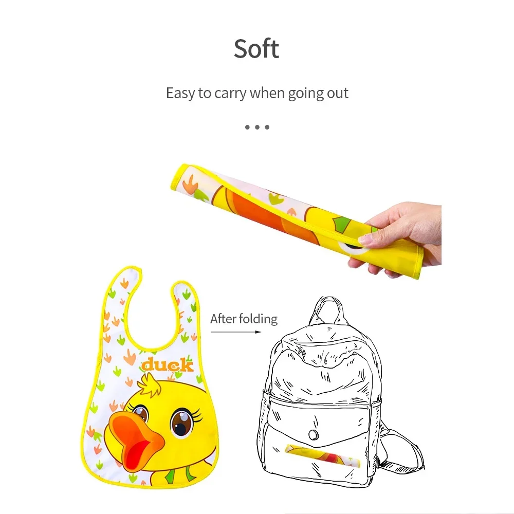 Cute Cartoon Waterproof Bib with Adjustable Elastic, Lightweight and Soft, Dining Apron for Kids, Oil Stain-resistant