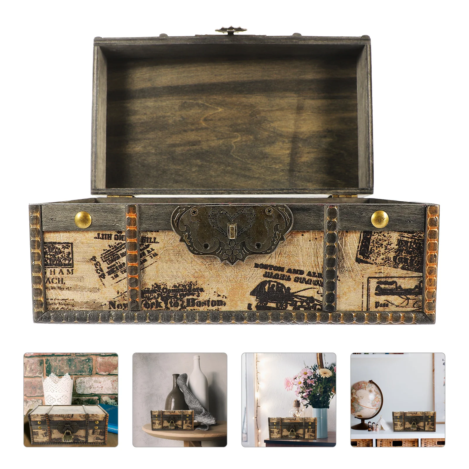 

Vintage Suitcase Retro Piggy Bank Jewelry Storage Small Treasure Chest Box Organizer Travel
