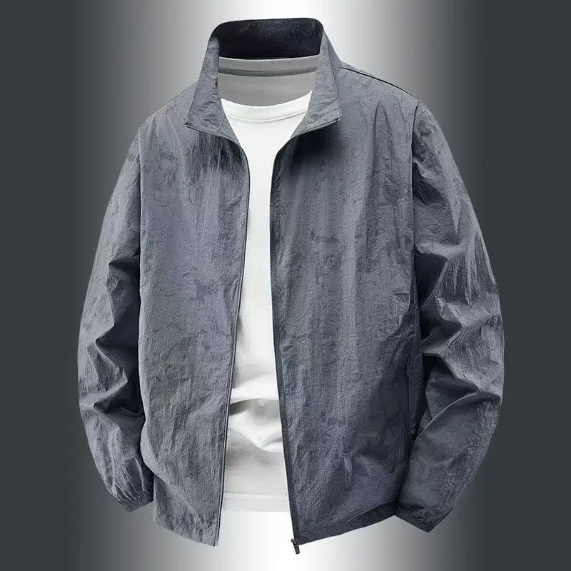 2026 Summer New Men's Sun Protection Clothing Lightweight and Breathable Stand Up Collar Loose Top Outdoor UV Resistant Coat