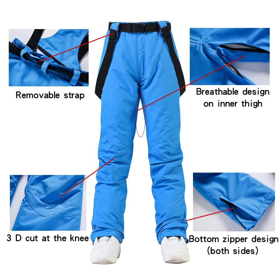 New 2022 Ski Pants Men And Women -30 Temperature Windproof Waterproof Warm Snow Trousers Winter Snowboarding Pants