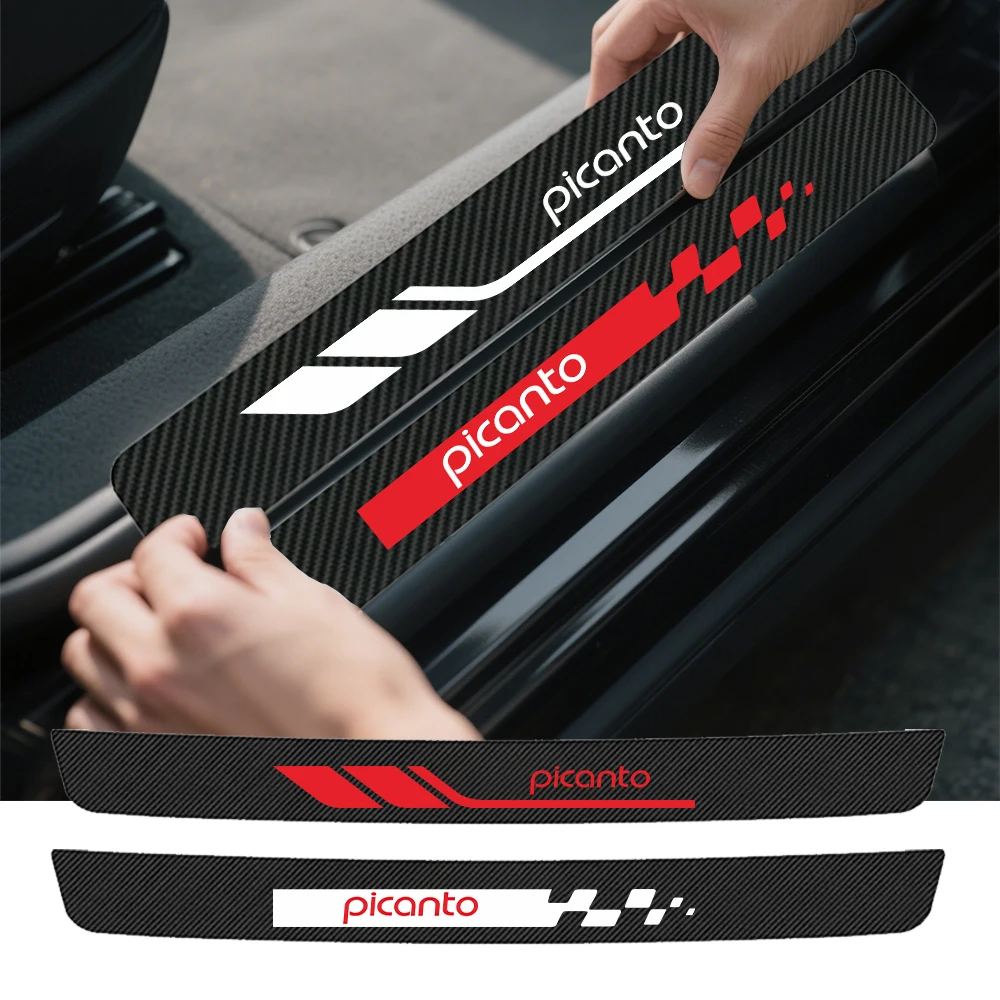 

Car Door Sill Protector Carbon Fiber Sticker Anti Scratch For Kia Picanto GT Line Auto Accessories Trunk Strip Decorate