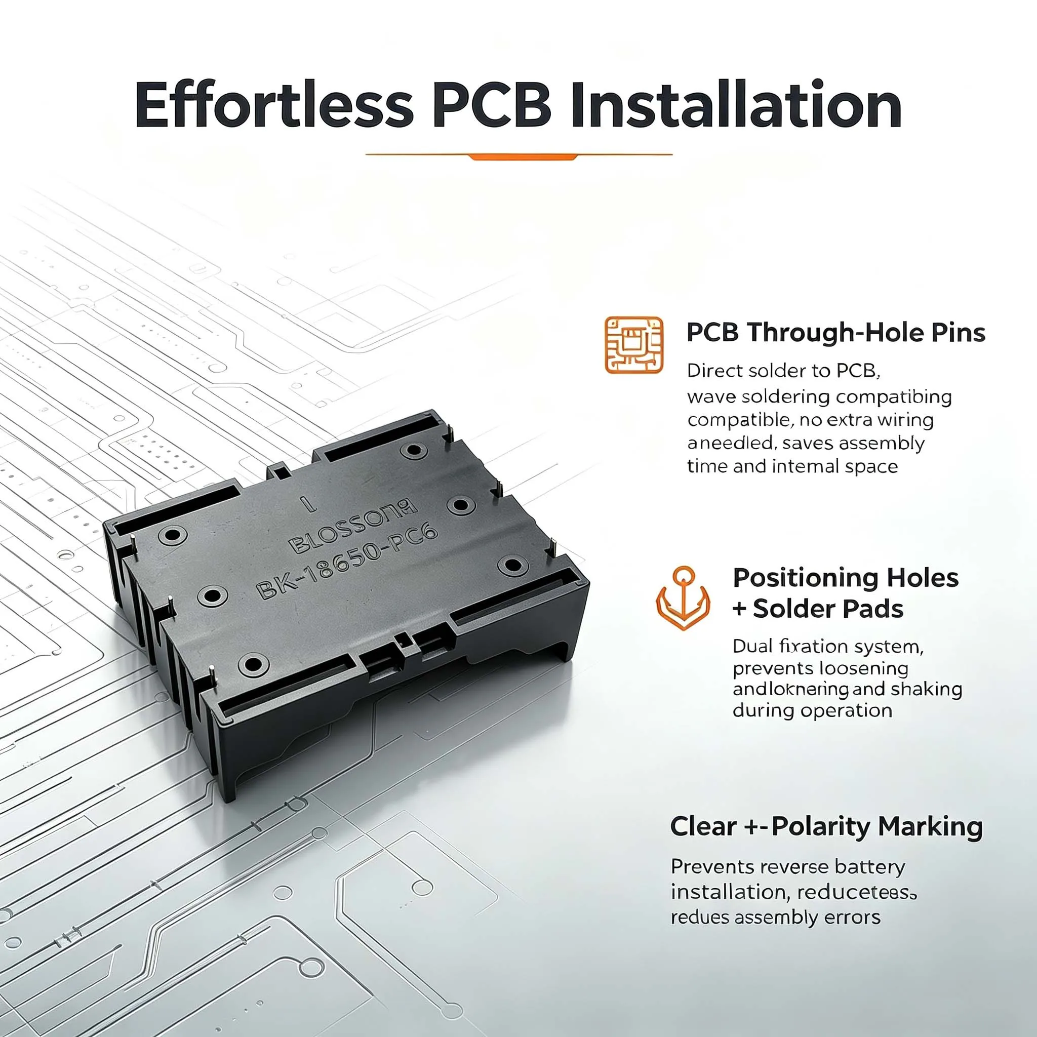 Neue schwarze DIY 3-Zellen-Kunststoff-Batteriebox-Halterung für 18650-Akkus, 3,7V DIY (Batterie nicht enthalten) – Detail 3