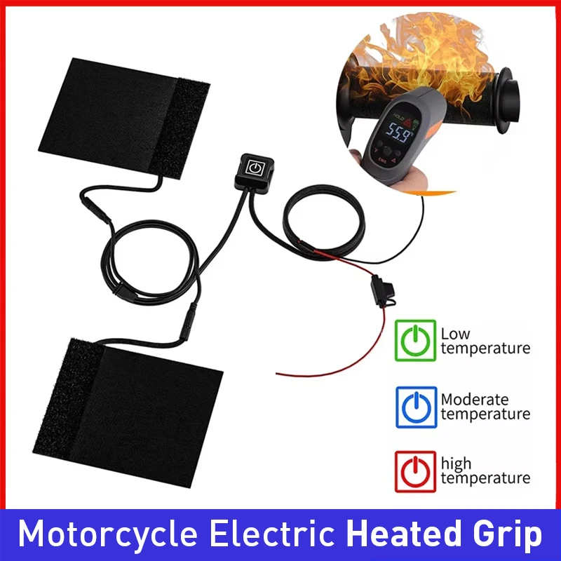 

12V 3-Gear Motorcycle Electric Heated Grips Waterproof Thermal E-bike ATV Snowmobile Handlebar Cover Hand Heater Warmer Kit