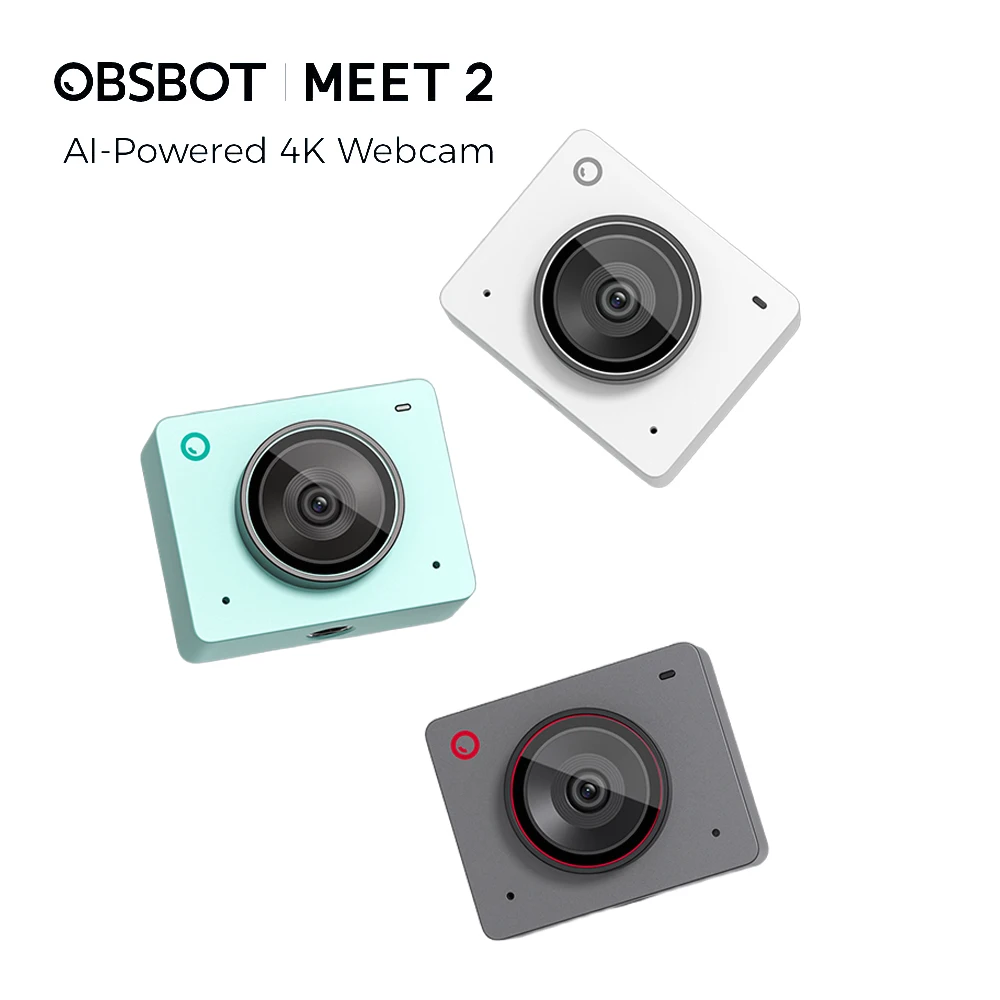 

OBSBOT Meet 2 AI-Powered 4K Webcam Live Streaming Camera AI Framing & Autofocus 60 FPS Multi-Camera Setup for Meeting, Gaming