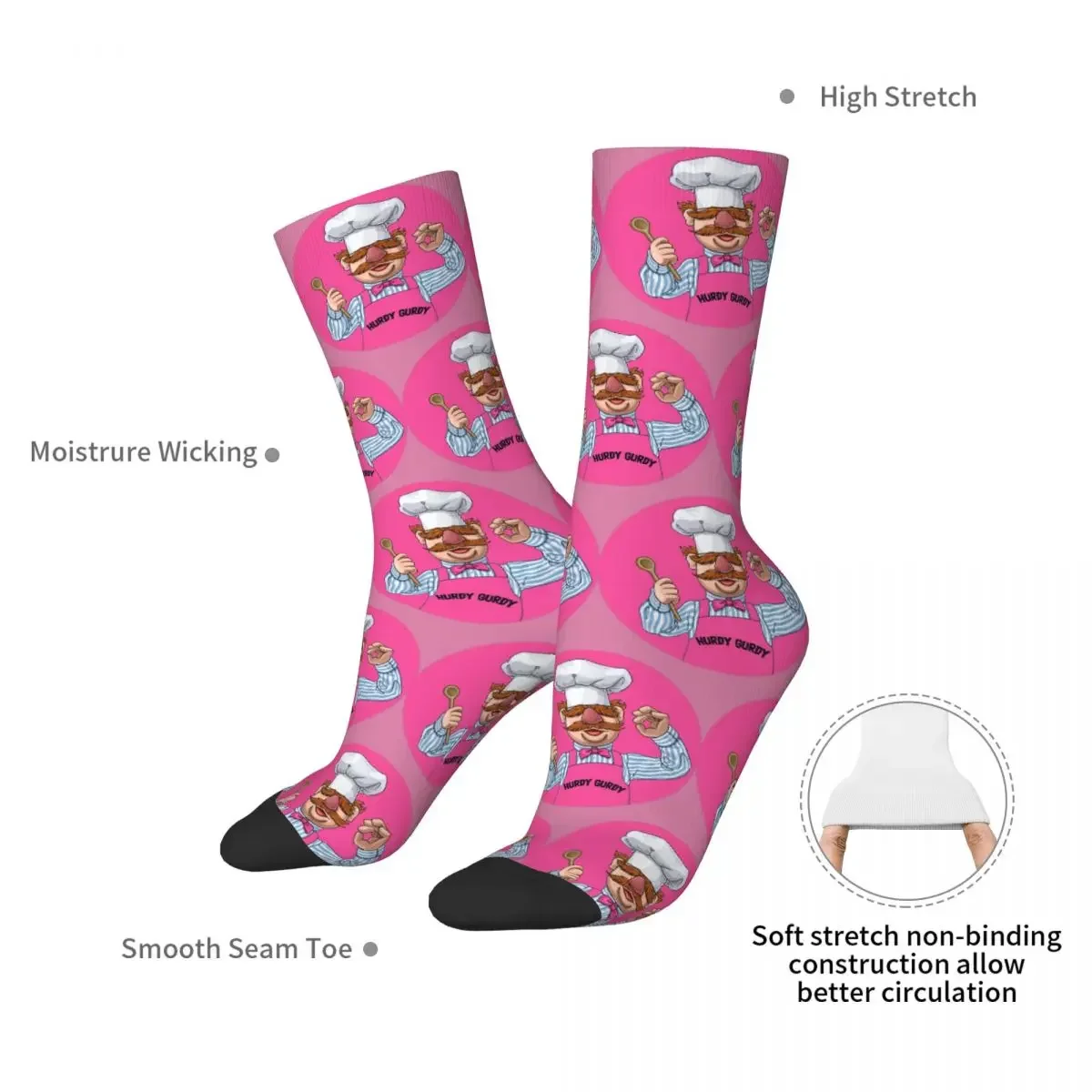 Hurdy Gurdy Bork Bork Microwave Chef Socks Harajuku Super Soft Stockings All Season Long Socks Accessories for Man Woman Gifts