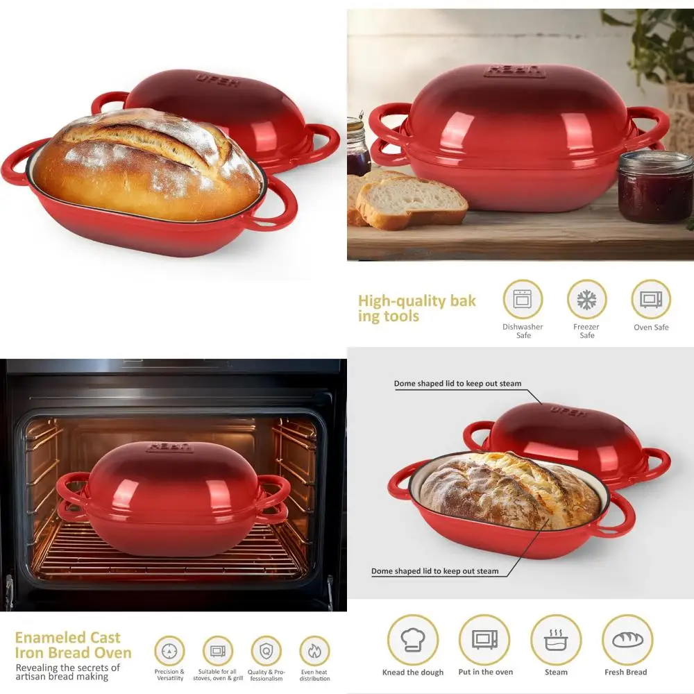 

Cast Iron Dutch Oven for Bread - Premium 2 Quart Pot with Lid - Ideal for Sourdough, Artisan Loaves, No-Knead Bread Recipes