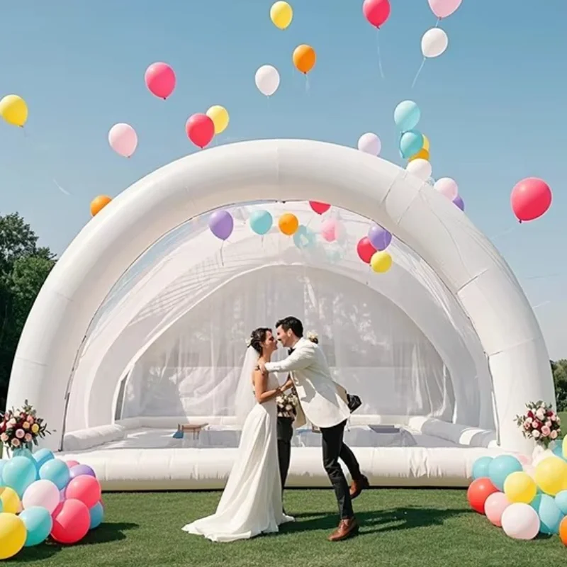 

Custom luxury castle jumping trampoline large commercial white inflatable bounce house wedding party