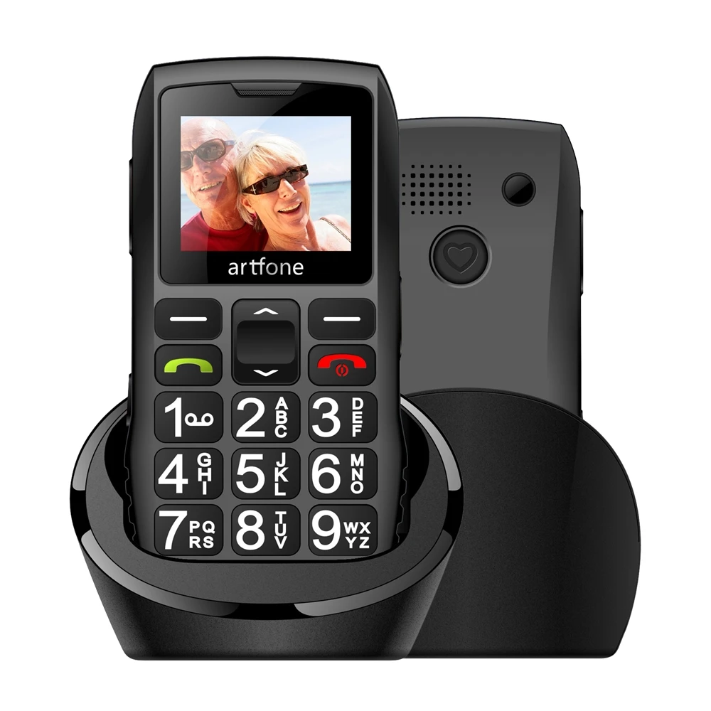 LTE 4G Senior Mobile Phone Artfone C1+ With Charging Dock Big Keypad For Elderly Single Sim One Key SOS FM 1400mAh Bar CellPhone