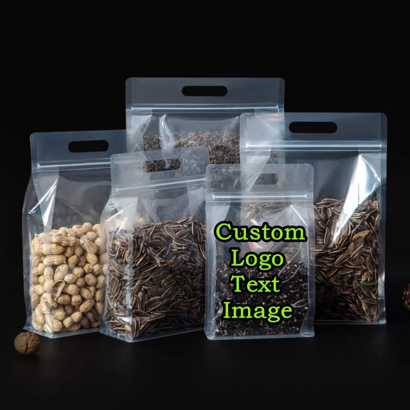 100 pièces 3D Portable debout en plastique transparent Zilock sac bricolage Matcha café Snack fête cadeau de mariage personnaliser Logo pochettes d'emballage