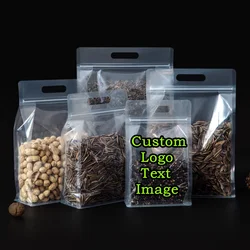 100PCS 3D Portable Stand-up Clear Plastic Zilock Bag DIY Matcha Coffee Snack Party Wedding Gift Customize Logo Packaging Pouches