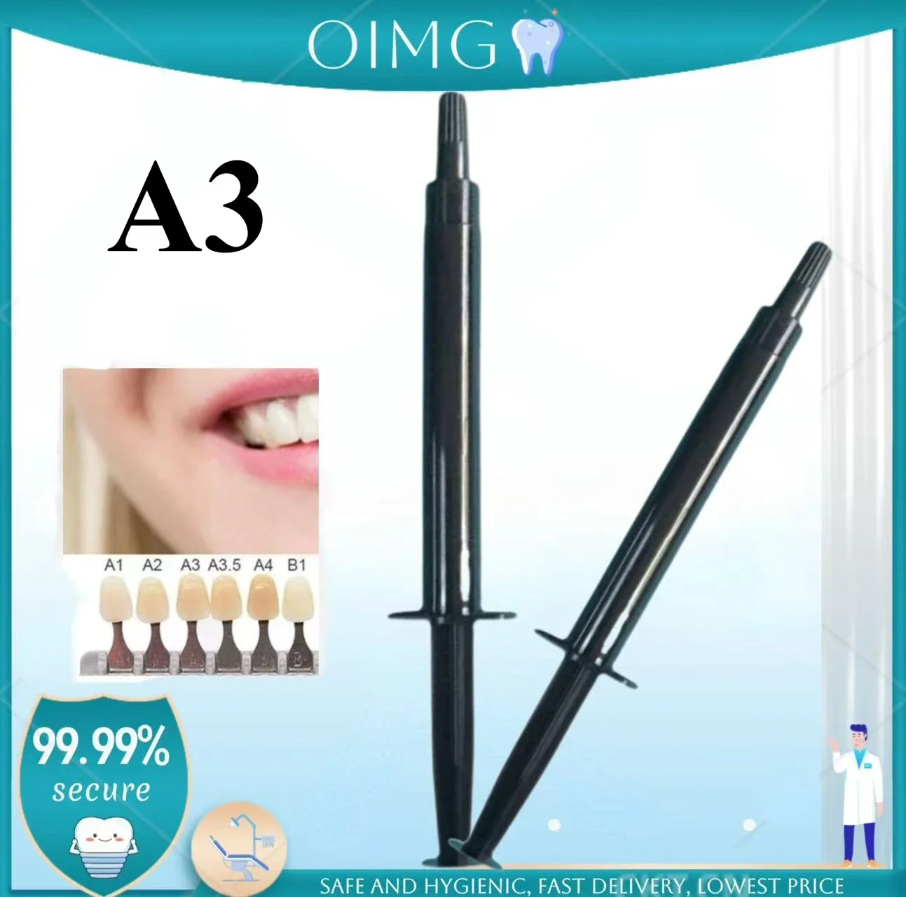 

1pcA3 2.5g dental composite resin flowable light-cured refill syringe delivery prompts etching gel adhesive bonding.