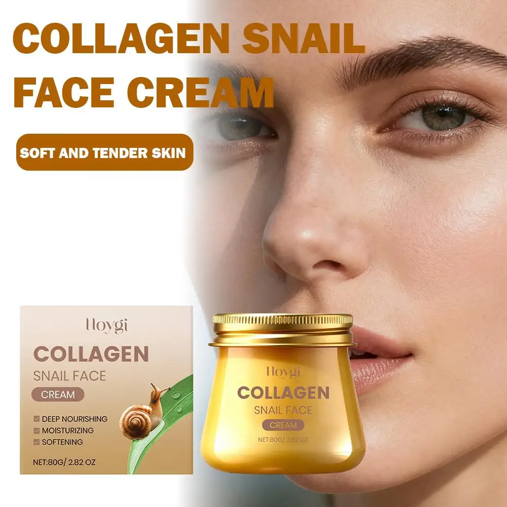 

80 г Hoygi Snail Essence, коллагеновый увлажняющий, питательный для кожи лица, поврежденный яркий, отбеливающий, гладкий крем, восстанавливающий лифтинг, уход за лицом E0P6