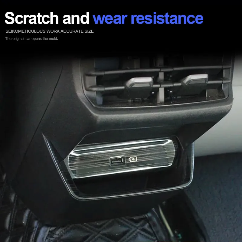 Car Rear Air Vent USB Covers Frame Stainless Steel Decoration Protective Parts For Geely EMGRAND 2022-2024 Interior Accessories