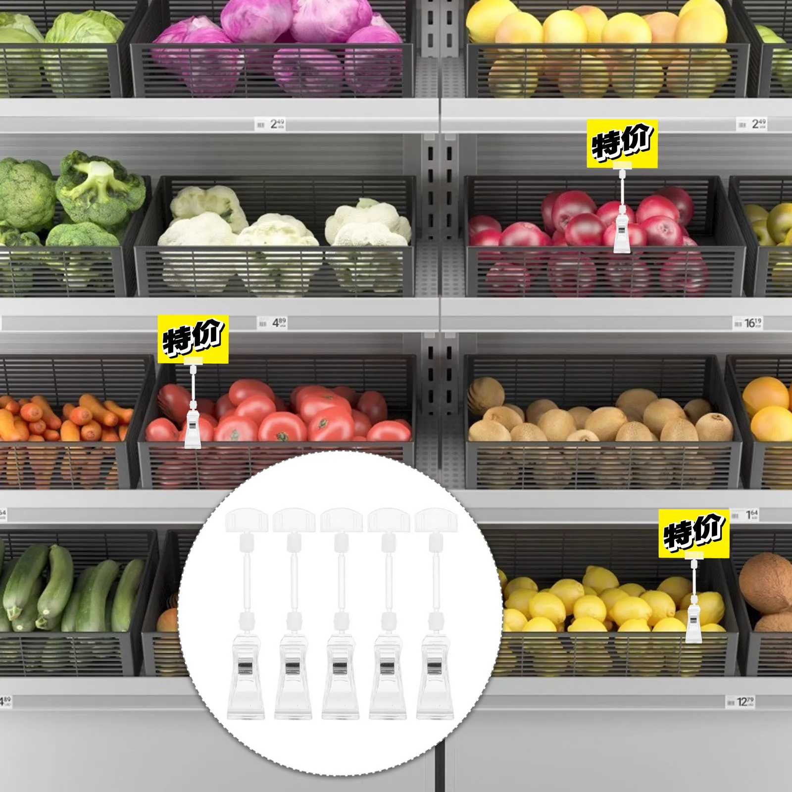 

5Pcs Acrylic Transparent Advertising Clip Strong Price Tag Holder Supermarket Label Display Stand Food Sign Rack