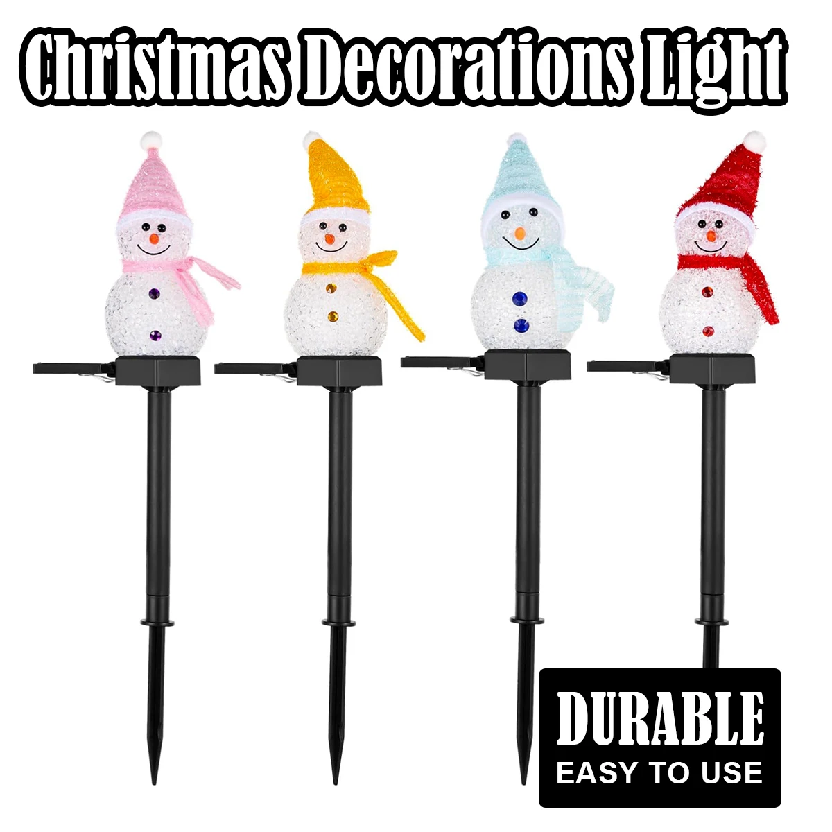 Christmas Solar Light For 4 Colors Solar powered stakes lights 2024 Outdoor lights Snowman night light Outdoor Garden Lights