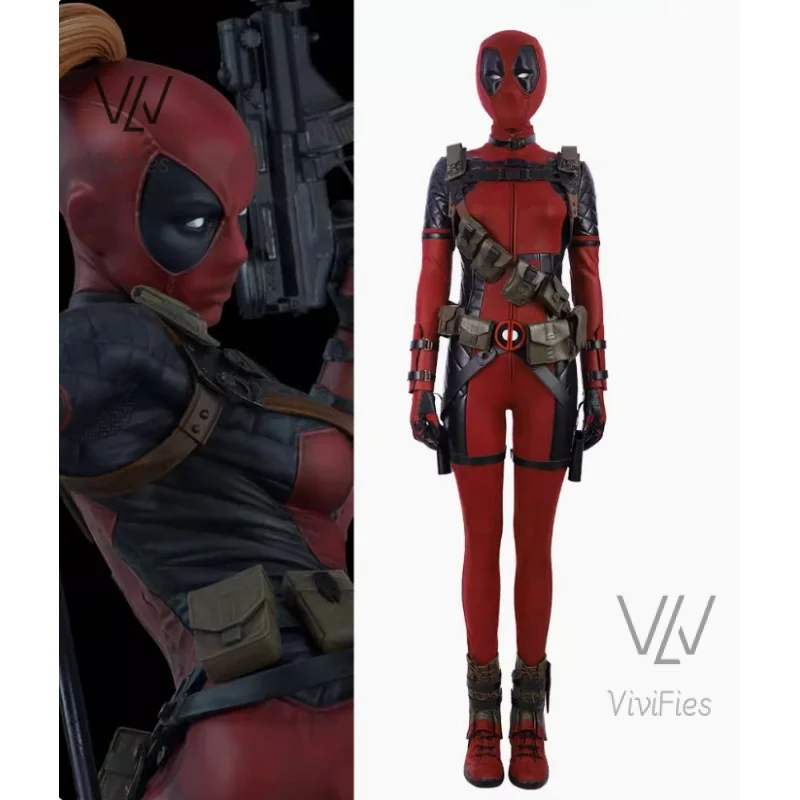 Lady Deadpool Cosplay Female Costume Wade Winston Wilson Bodysuit Deluxe Full Set Leather Outfits Halloween Cosplay for Adults