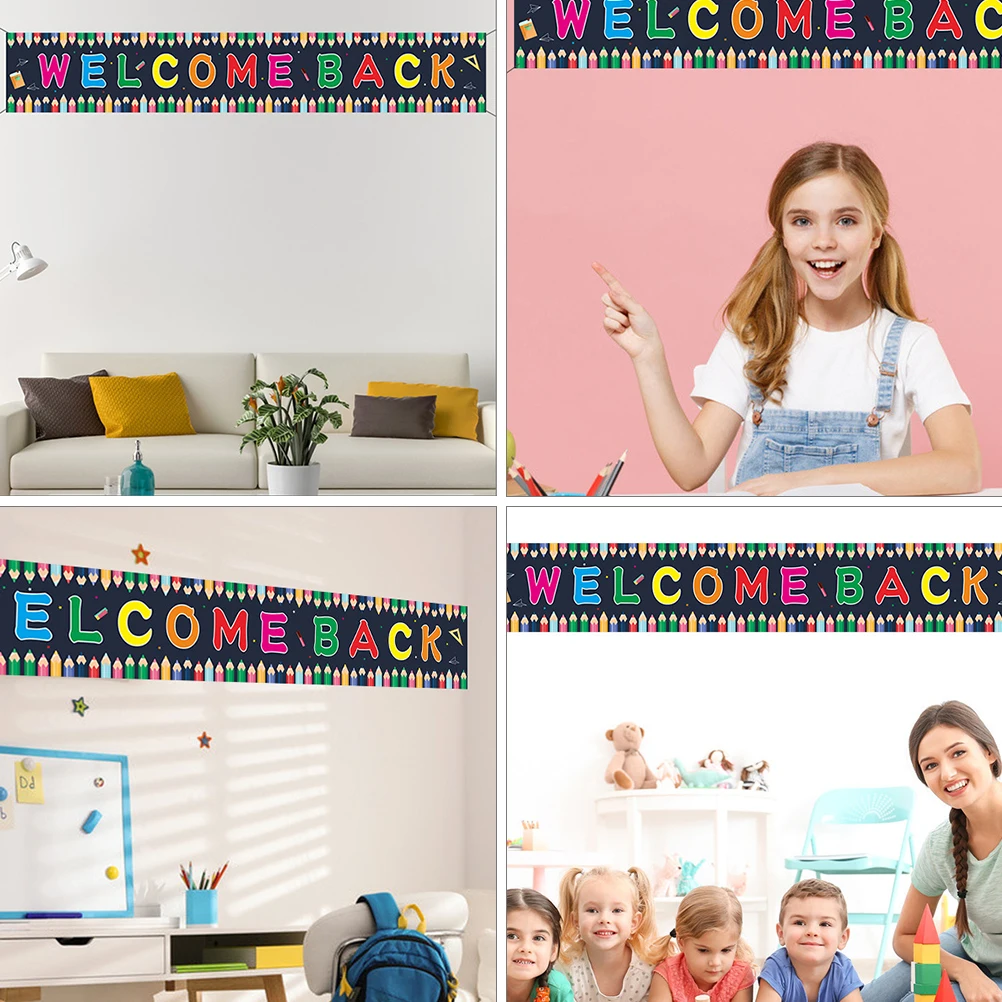 

Back To Hanging Fabric Banner Sign Decoration Classroom Home Party Wall Mantle Porch School Banner School Backdrop Classroom
