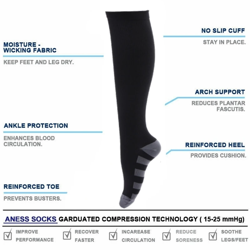 Compression Socks Men Women Medical Varicose Veins Pregnancy Nursing Athletic Football Soccer Stockings Sport Socks 20-30 Mmhg