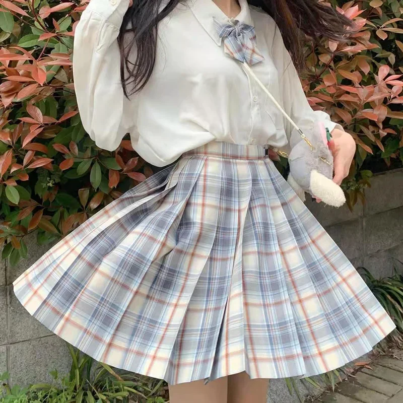 Women Pleated Skirts Japanese School Uniform High Waist Sexy Cute Mini Plaid Skirt Summer JK Uniform Students Clothes 17 Color