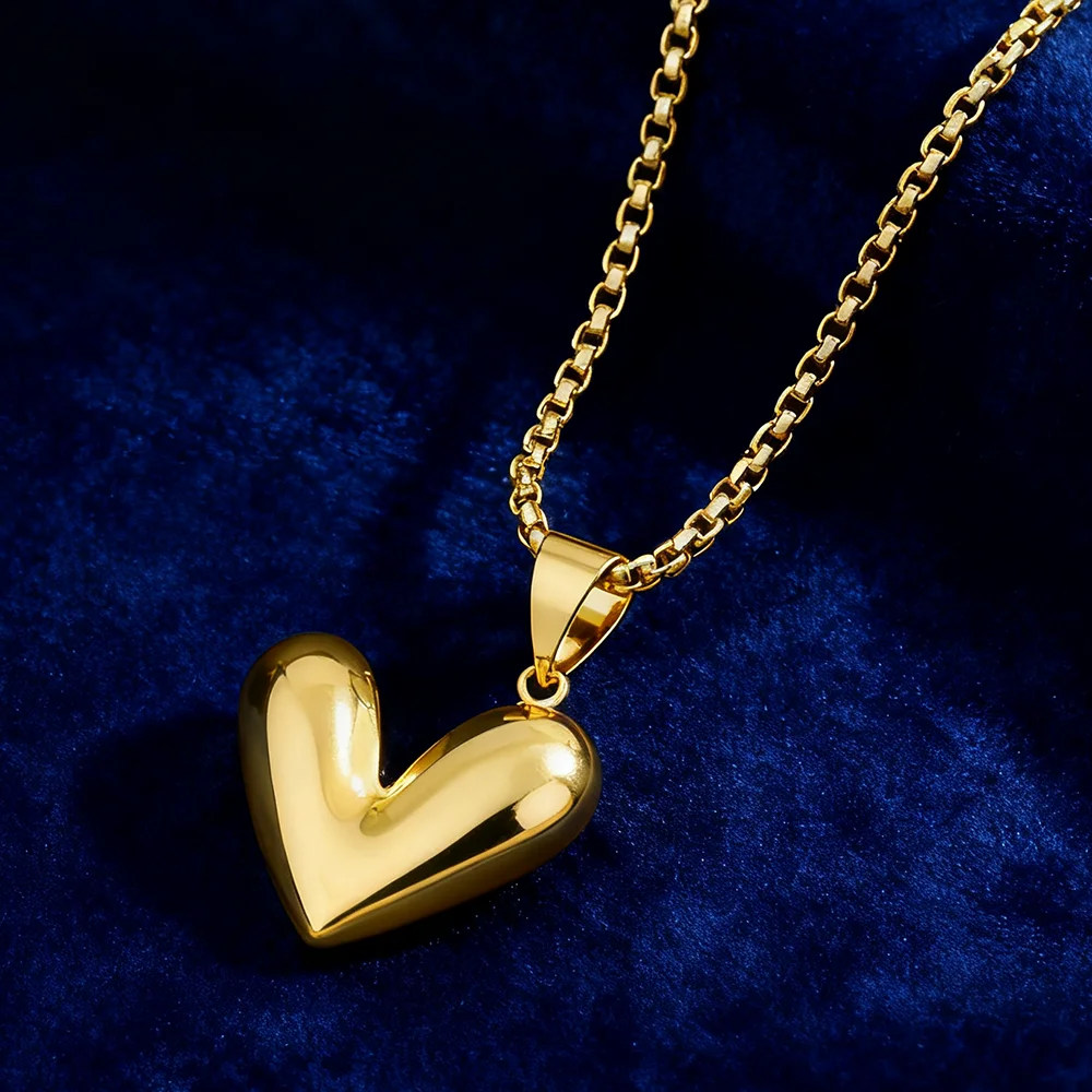 

Gold Plated Metal Love Heart stainless steel earrings necklace Jewelry Set for Women Simple Dainty Daily Wear Outfit Accessories